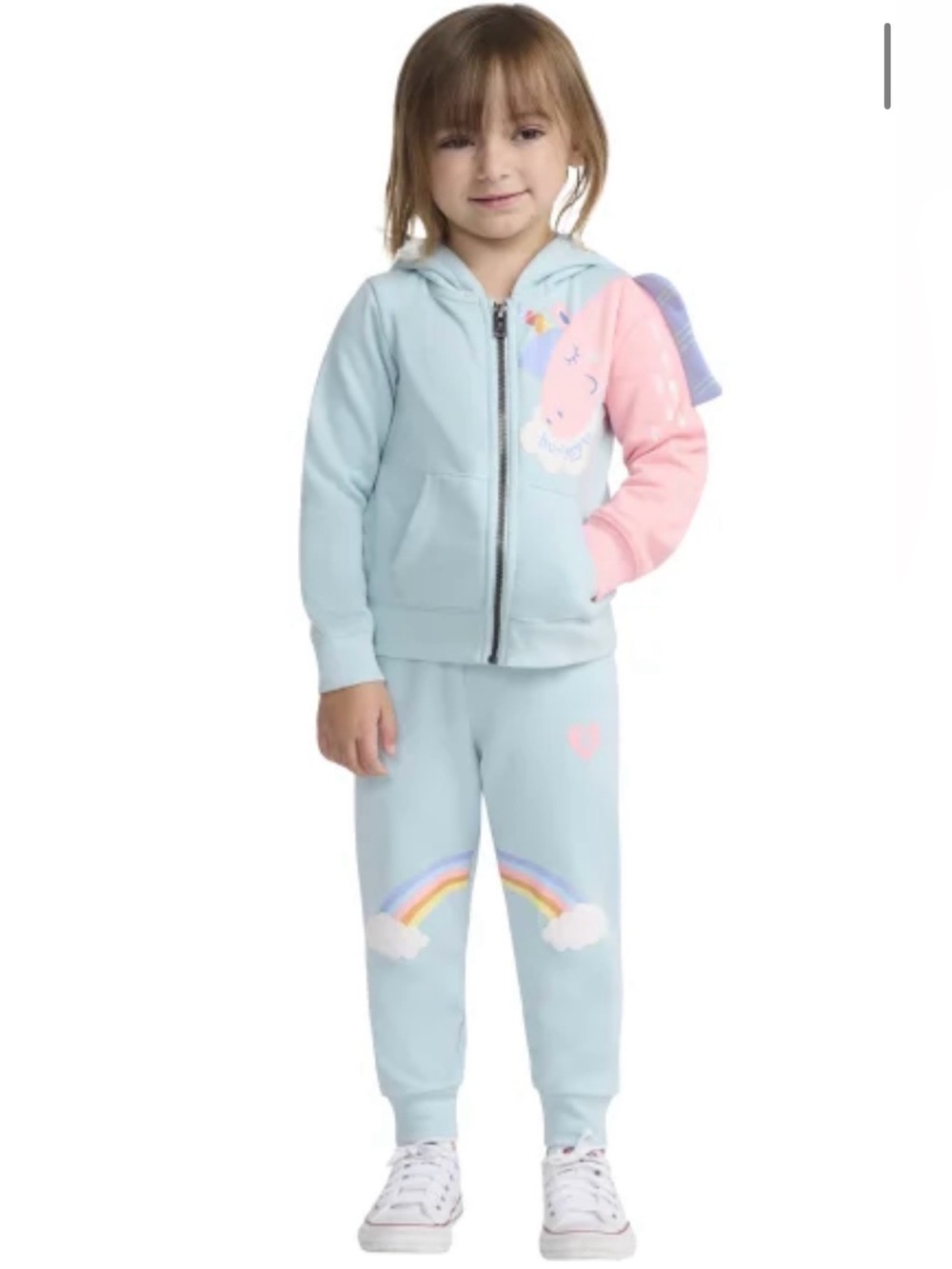 Hurley Kids Rainbow Unicorn Light Blue Jogger Pants set size 3T